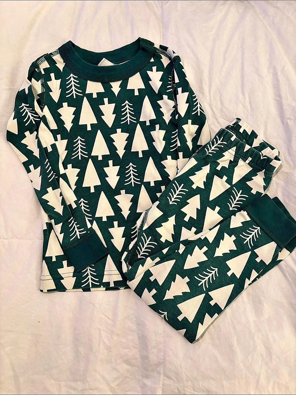 Hanna Andersson Holiday Long John Pajama Set in Pine Trees Print Pine Trees Baby